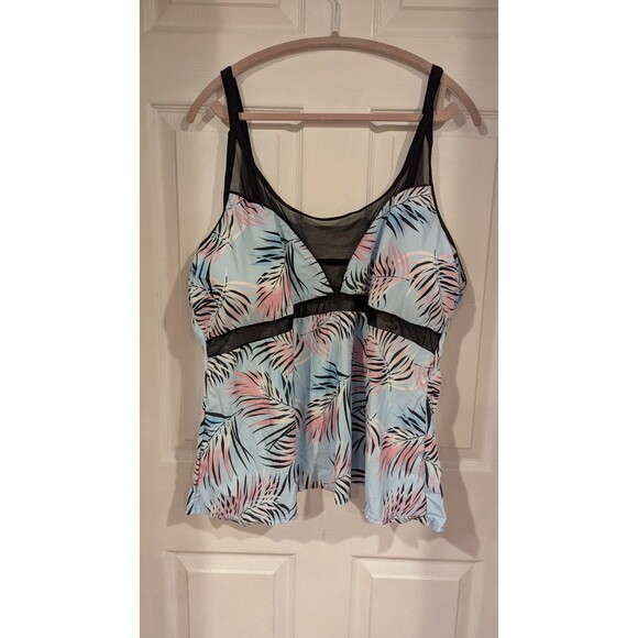 Rosegal Women's 4X Tropical Tankini Mesh cutouts Swim Vacation‎ Beach Tropical - Picture 1 of 7